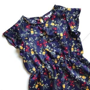 Ob•sess Floral Shorts Sleeve Wide Leg Satin Romper